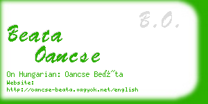 beata oancse business card